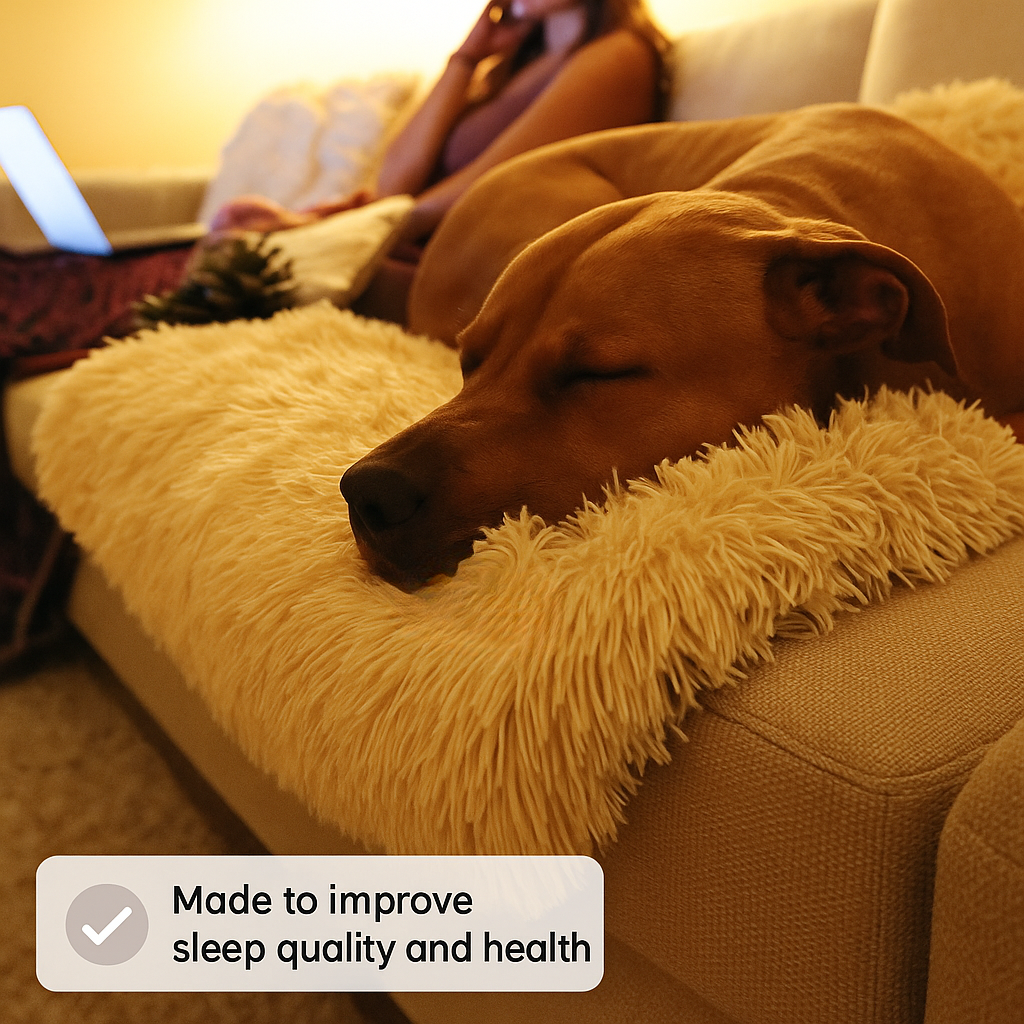 Dog Bed Plush Calming Sofa Protector Faux Fur Washable Couch Cover