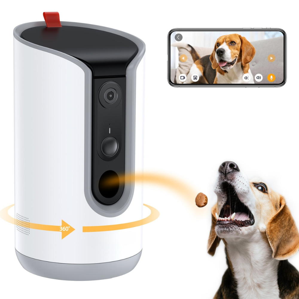 Dog Camera with Treat Dispenser and Smart 2K HD Video Monitoring