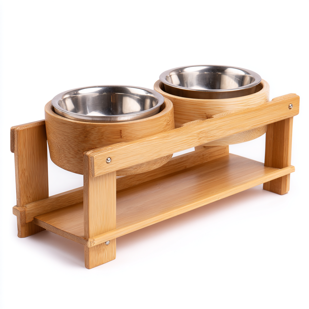 Bamboo Stand for Elevated Pet Feeders