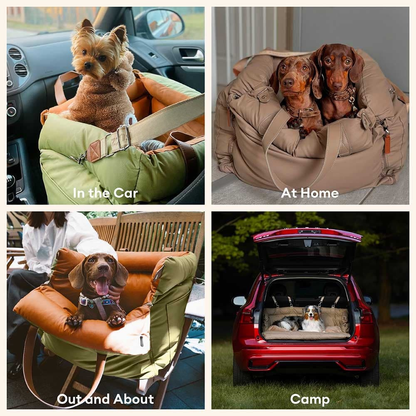 Dog Car Seat Bed Faux Leather Waterproof Travel Booster
