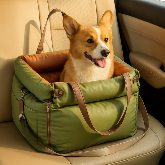Dog Car Seat Bed Faux Leather Waterproof Travel Booster