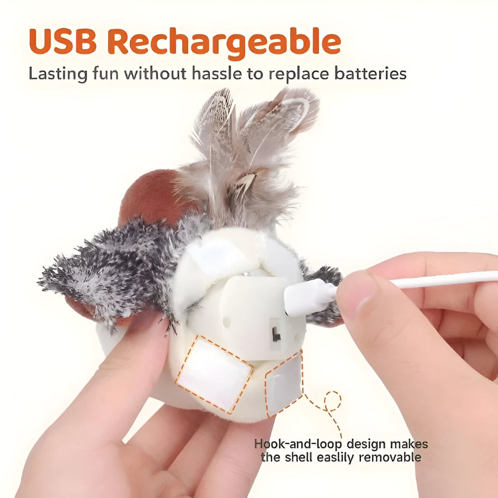 Cat Toy with Flapping Wings and Realistic Chirping Sounds