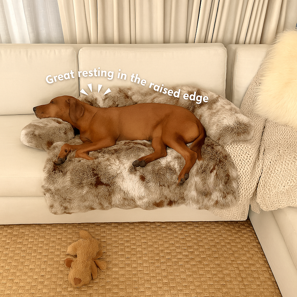 Dog Bed Luxury Faux Fur Soft Plush Raised Edge Design