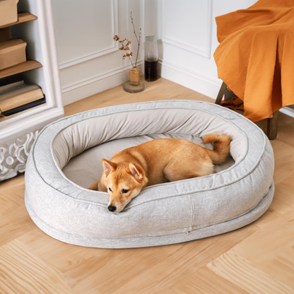 Dog Bed Cotton Fleece Donut Cushion for Comfortable Sleep
