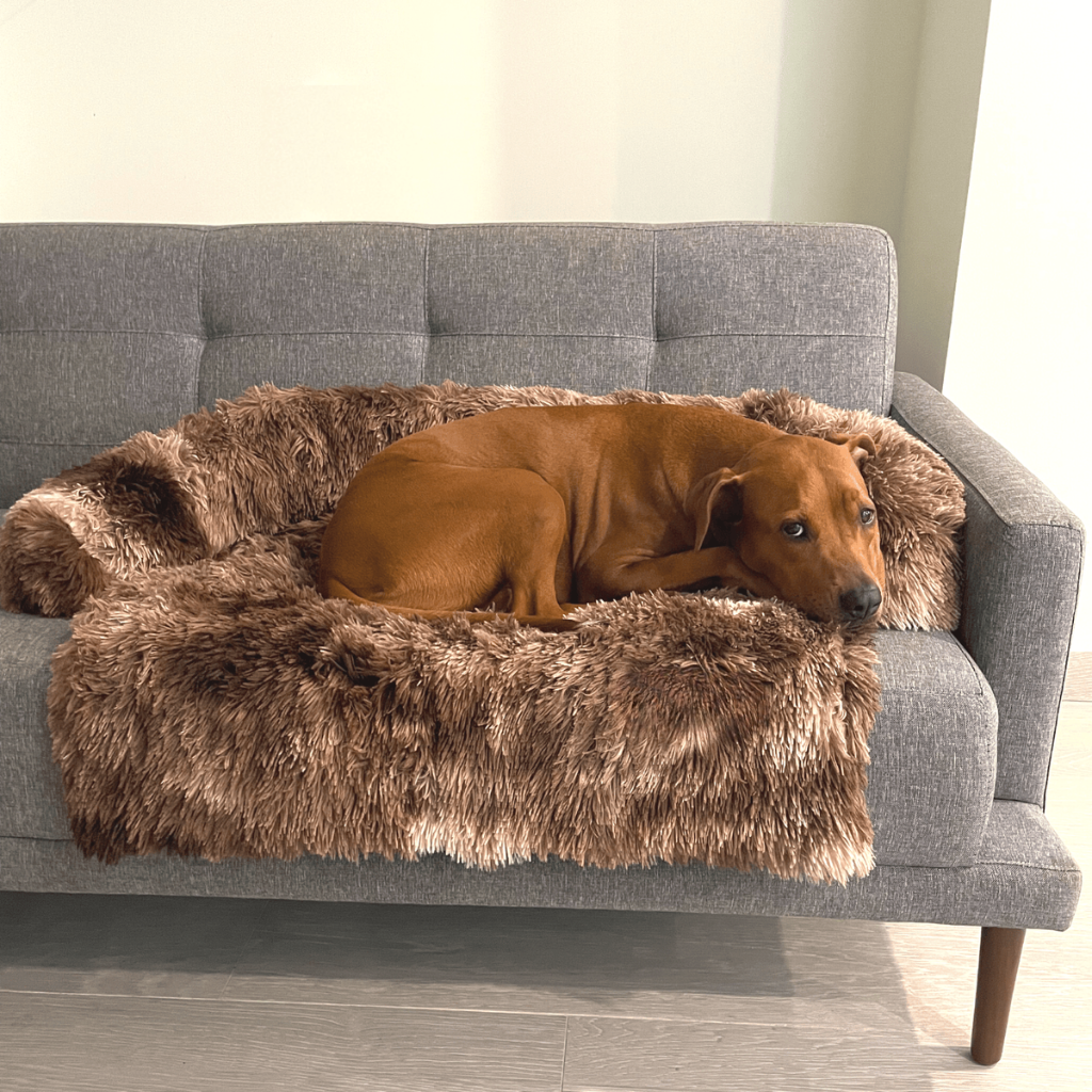 Dog Bed Plush Calming Sofa Protector Faux Fur Washable Couch Cover