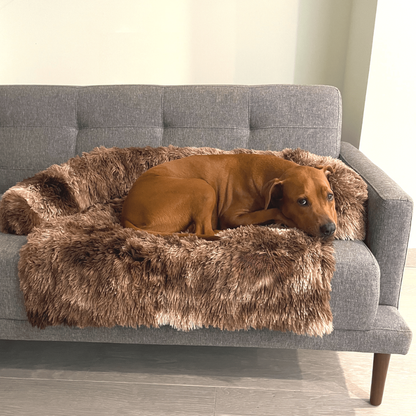 Dog Bed Plush Calming Sofa Protector Faux Fur Washable Couch Cover