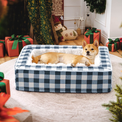 Dog Bed Plaid Cotton Cushion for Cozy Indoor Comfort