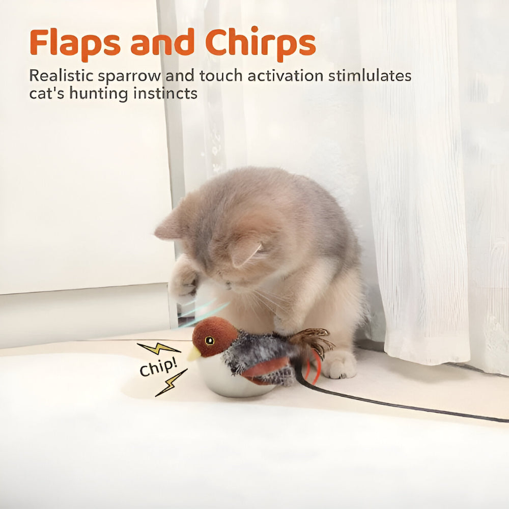 Cat Toy with Flapping Wings and Realistic Chirping Sounds