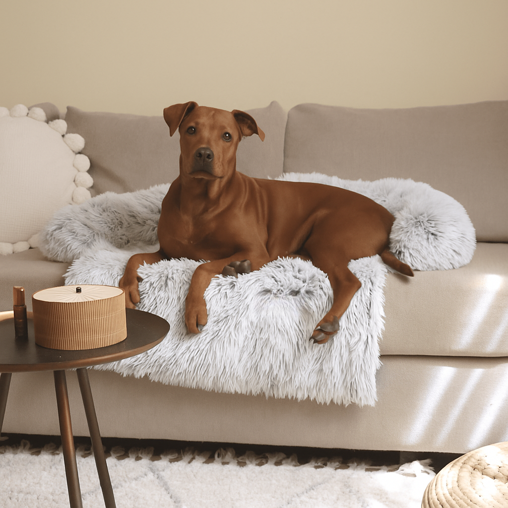 Dog Bed Plush Calming Sofa Protector Faux Fur Washable Couch Cover
