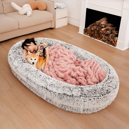 Dog Bed Cotton Fleece Donut Cushion for Comfortable Sleep