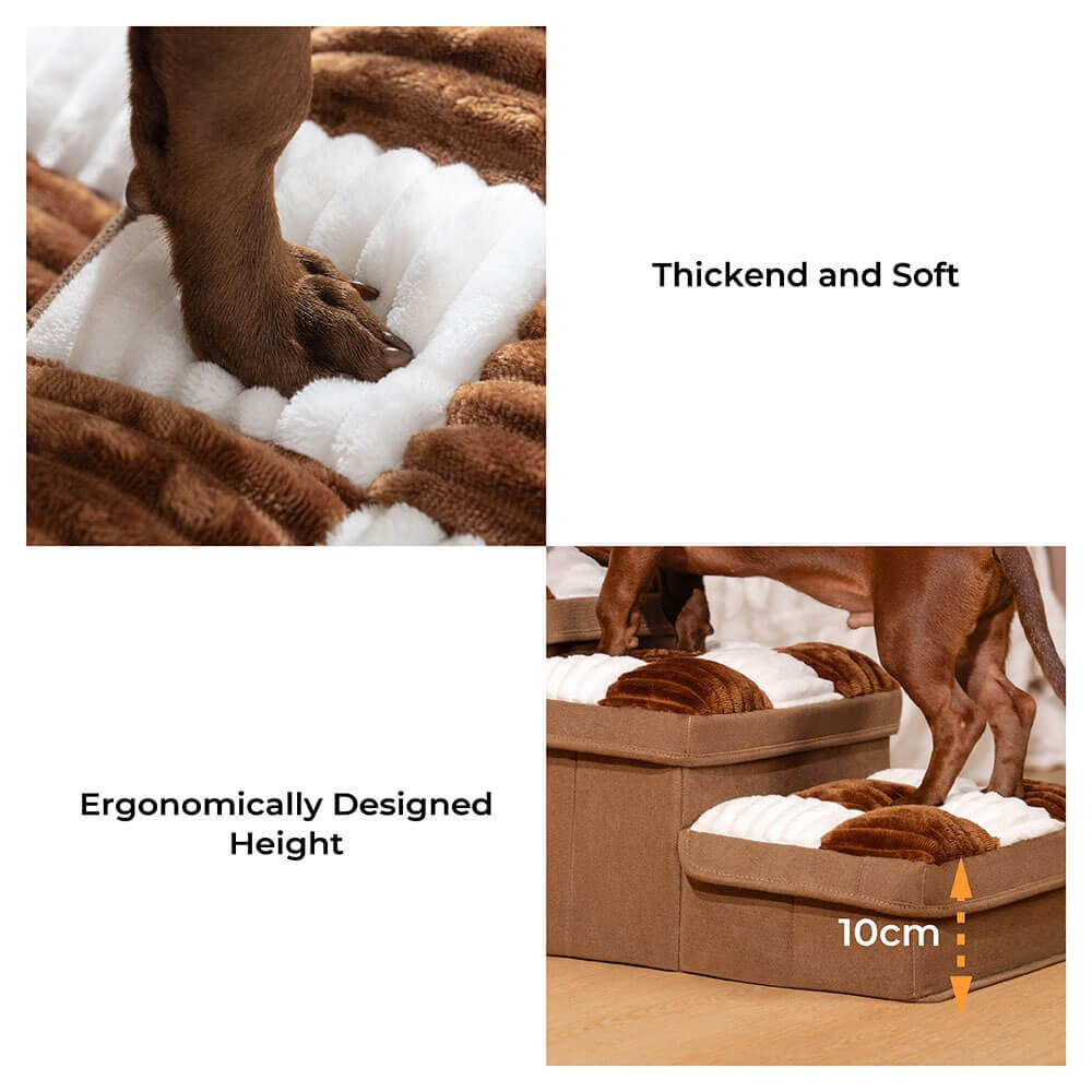 Dog Stairs with Storage and Non-Slip Cushioned Steps