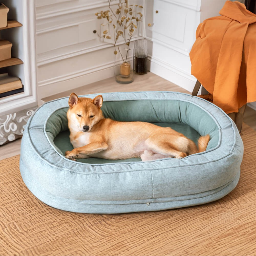 Dog Bed Cotton Fleece Donut Cushion for Comfortable Sleep