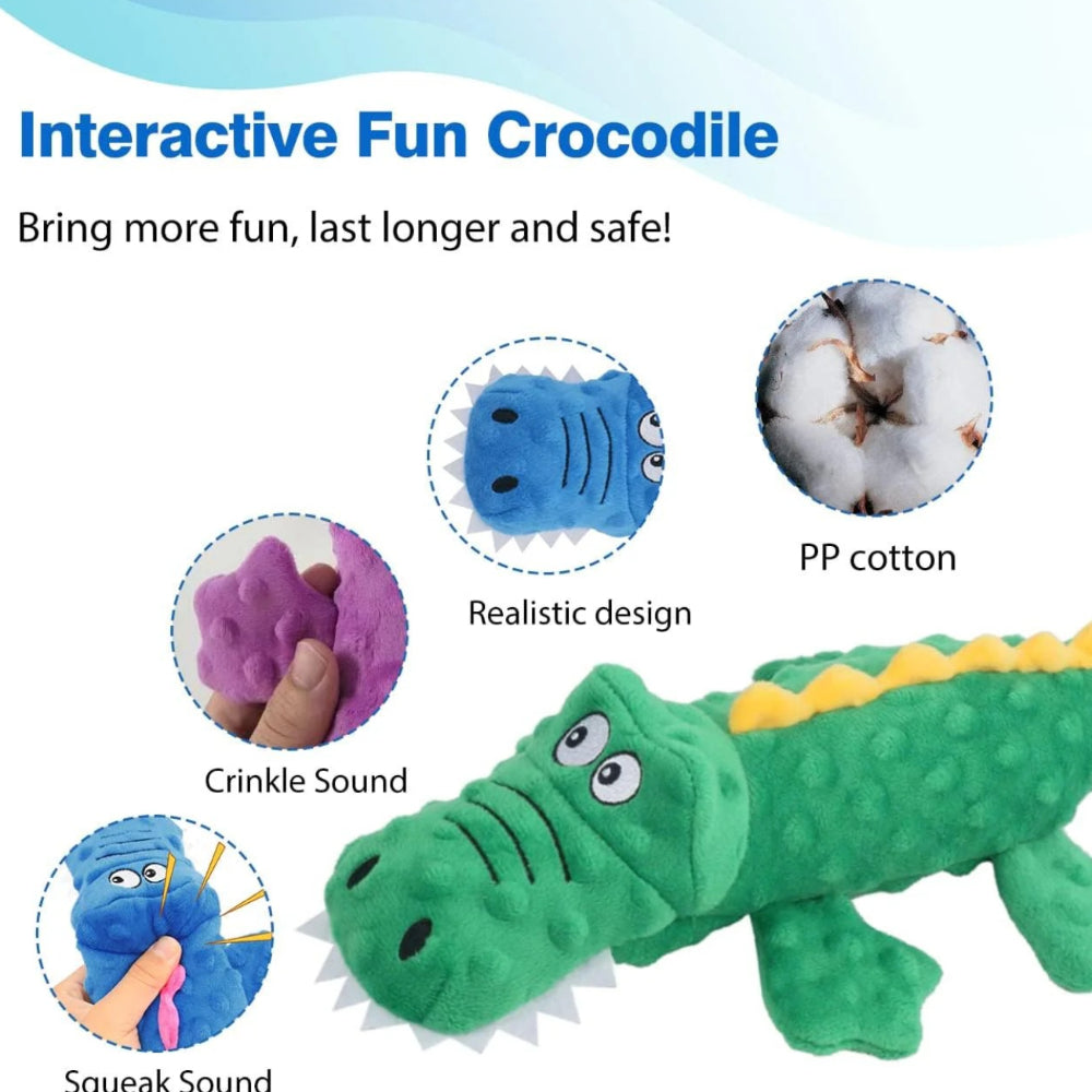 Dog Toy Durable Plush Crocodile Squeaky Toy for Small and Large Dogs