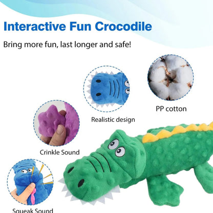 Dog Toy Durable Plush Crocodile Squeaky Toy for Small and Large Dogs