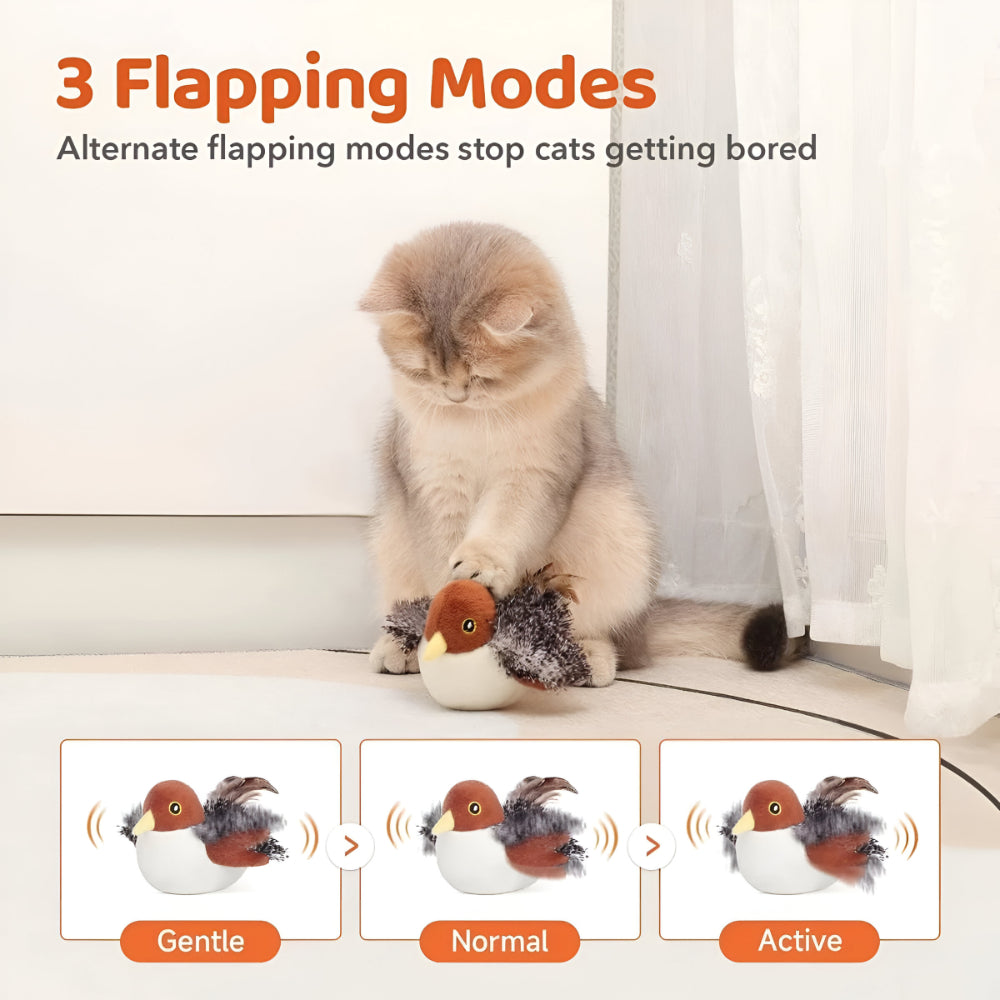 Cat Toy with Flapping Wings and Realistic Chirping Sounds