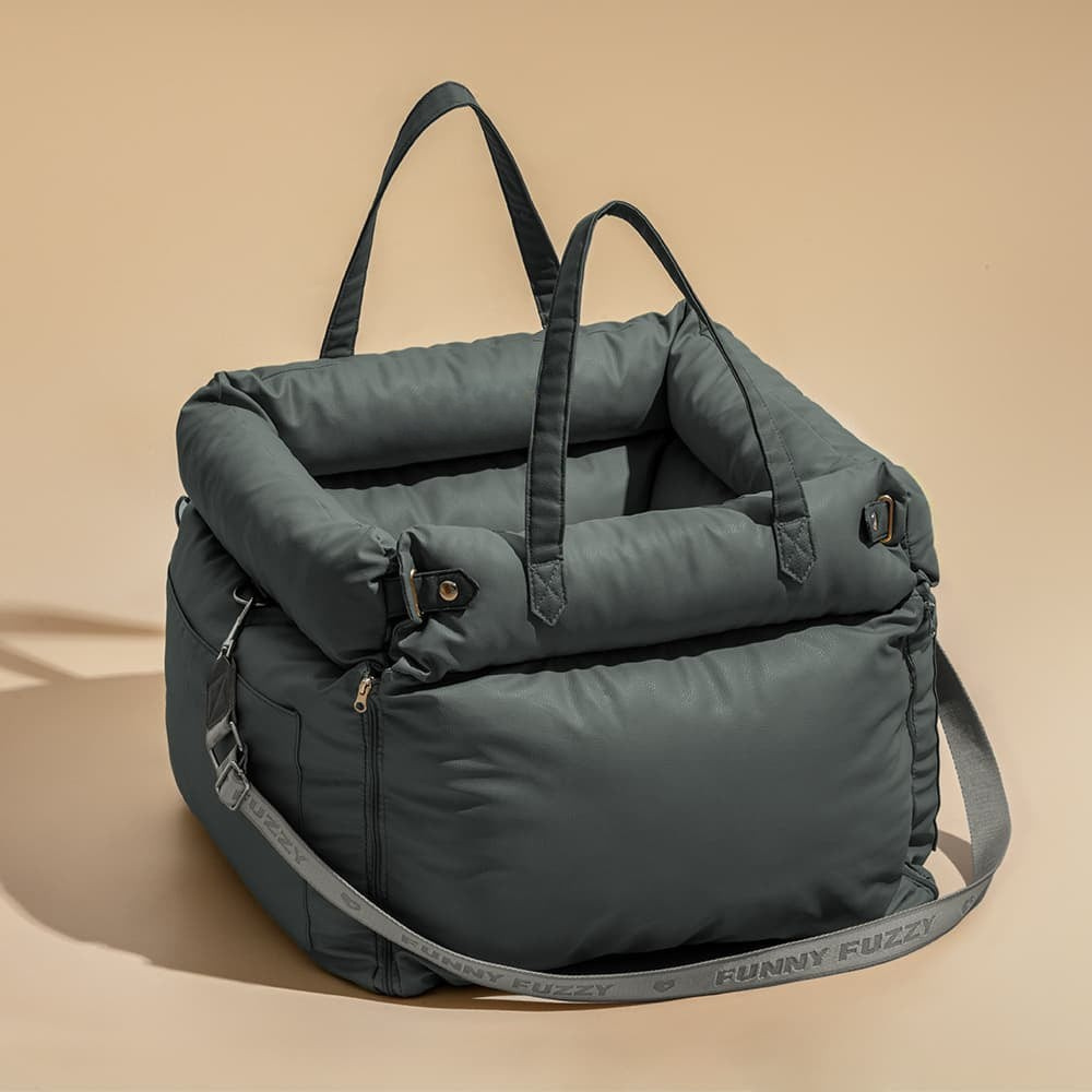 Dog Car Seat Bed Faux Leather Waterproof Travel Booster