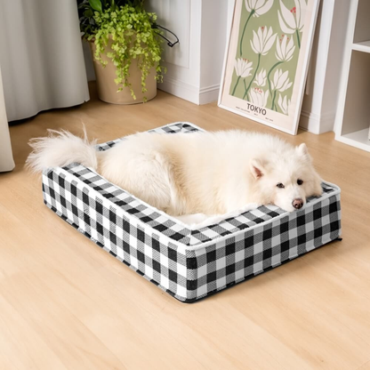 Dog Bed Plaid Cotton Cushion for Cozy Indoor Comfort