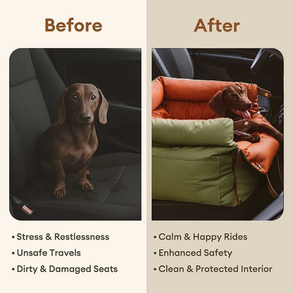Dog Car Seat Bed Faux Leather Waterproof Travel Booster