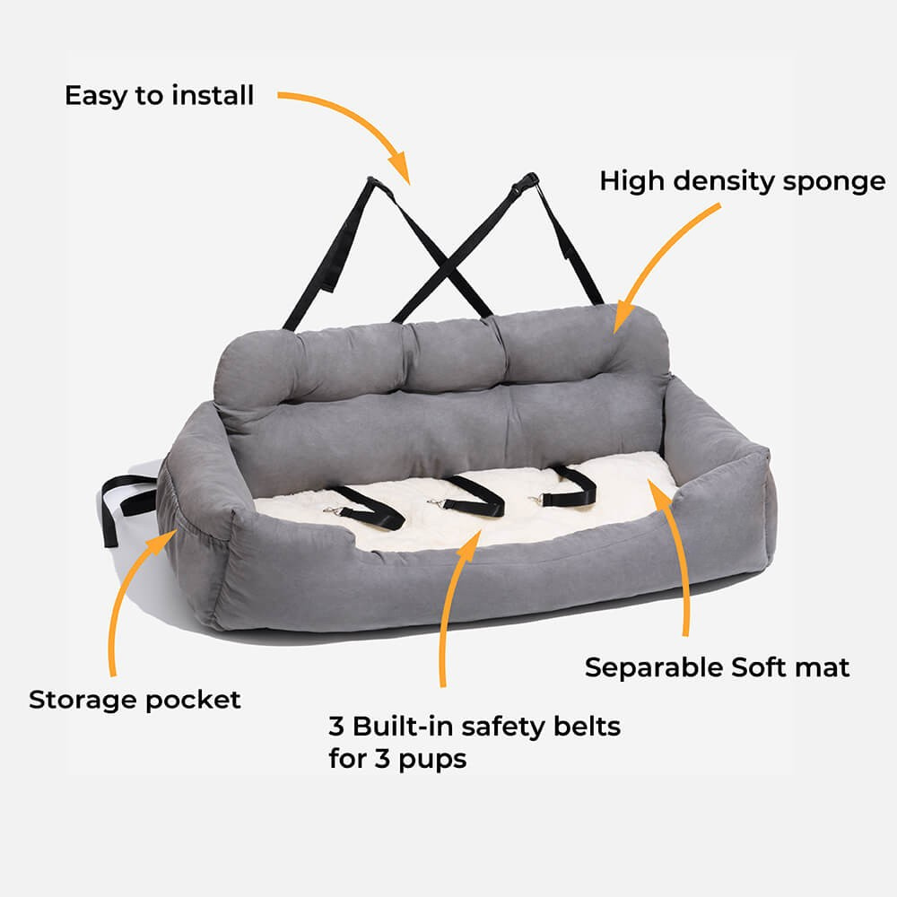 Dog Car Seat Bed Waterproof Travel Cushion for Large Pets