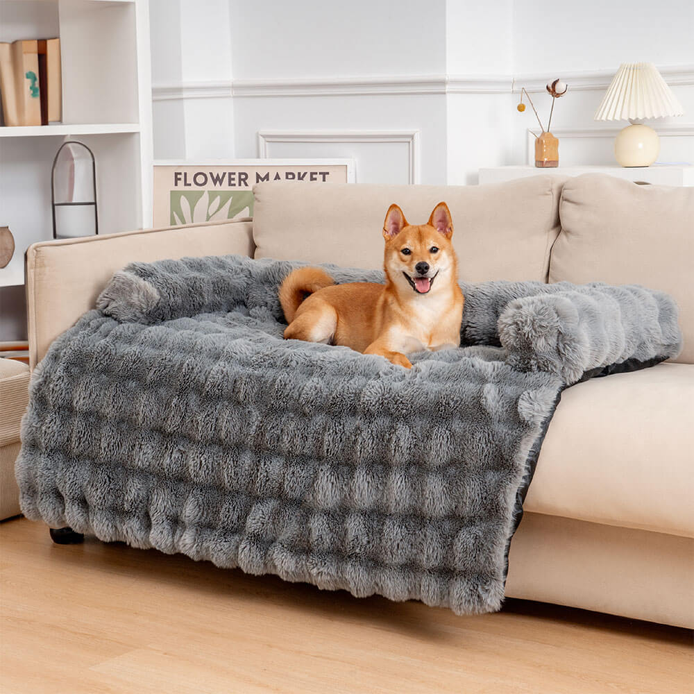 Calming Plush Dog Bed Sofa Protector Mat for Pets 0