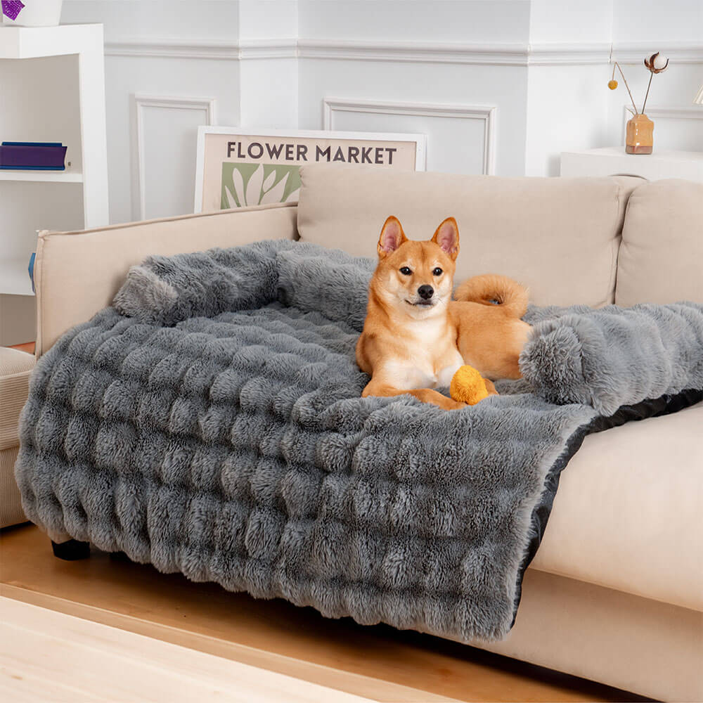 Calming Plush Dog Bed Sofa Protector Mat for Pets 2