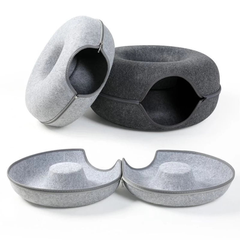 Cat Bed Donut Cave - Soft Padded Cozy Retreat for Cats 4
