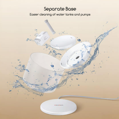 Cat Water Fountain with Quiet Filtered Flow and Wireless Design