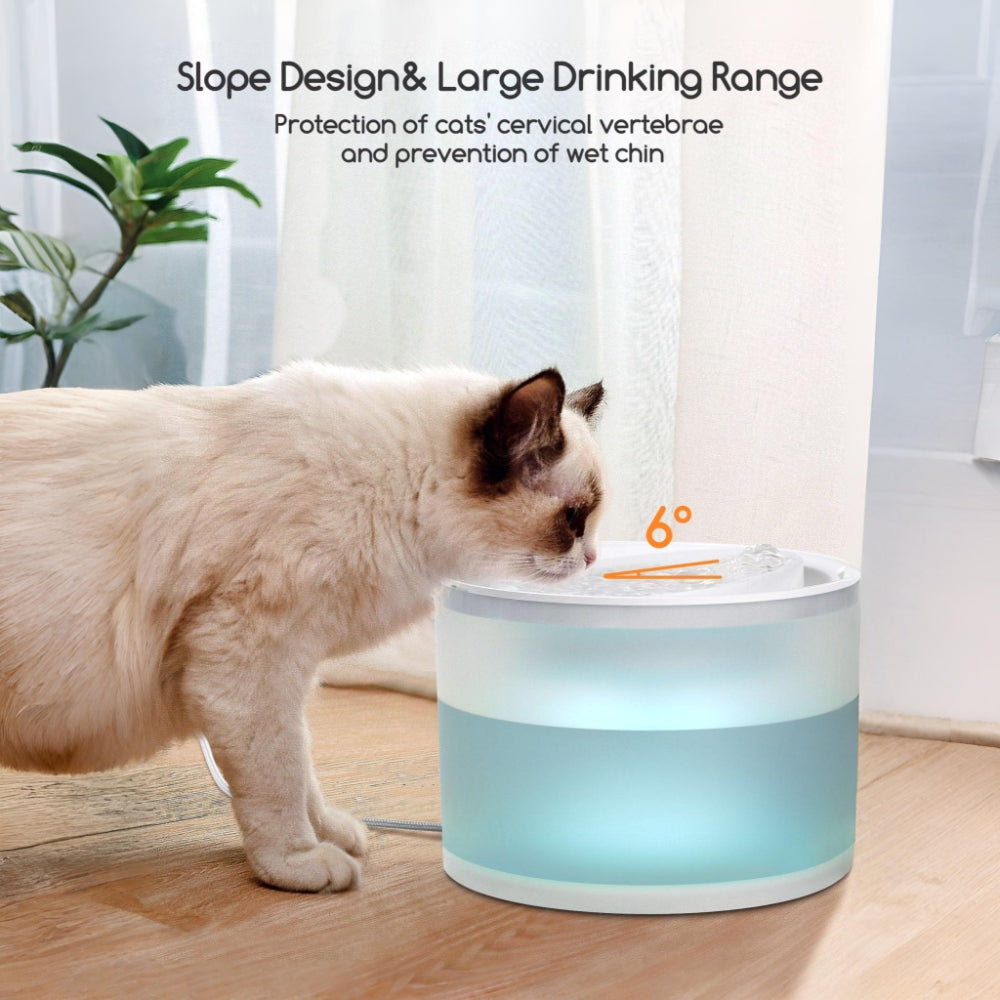 Cat Water Fountain with Quiet Filtered Flow and Wireless Design