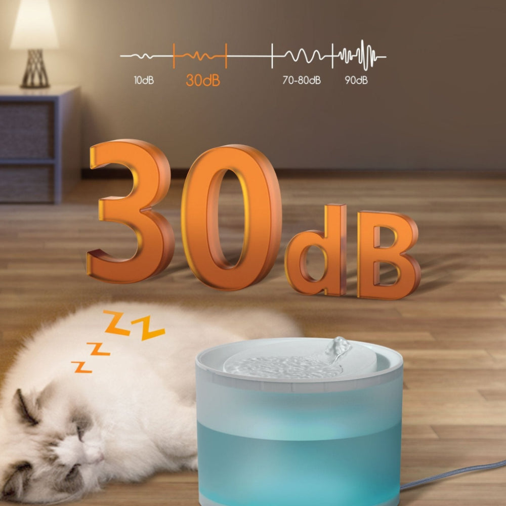 Cat Water Fountain with Quiet Filtered Flow and Wireless Design