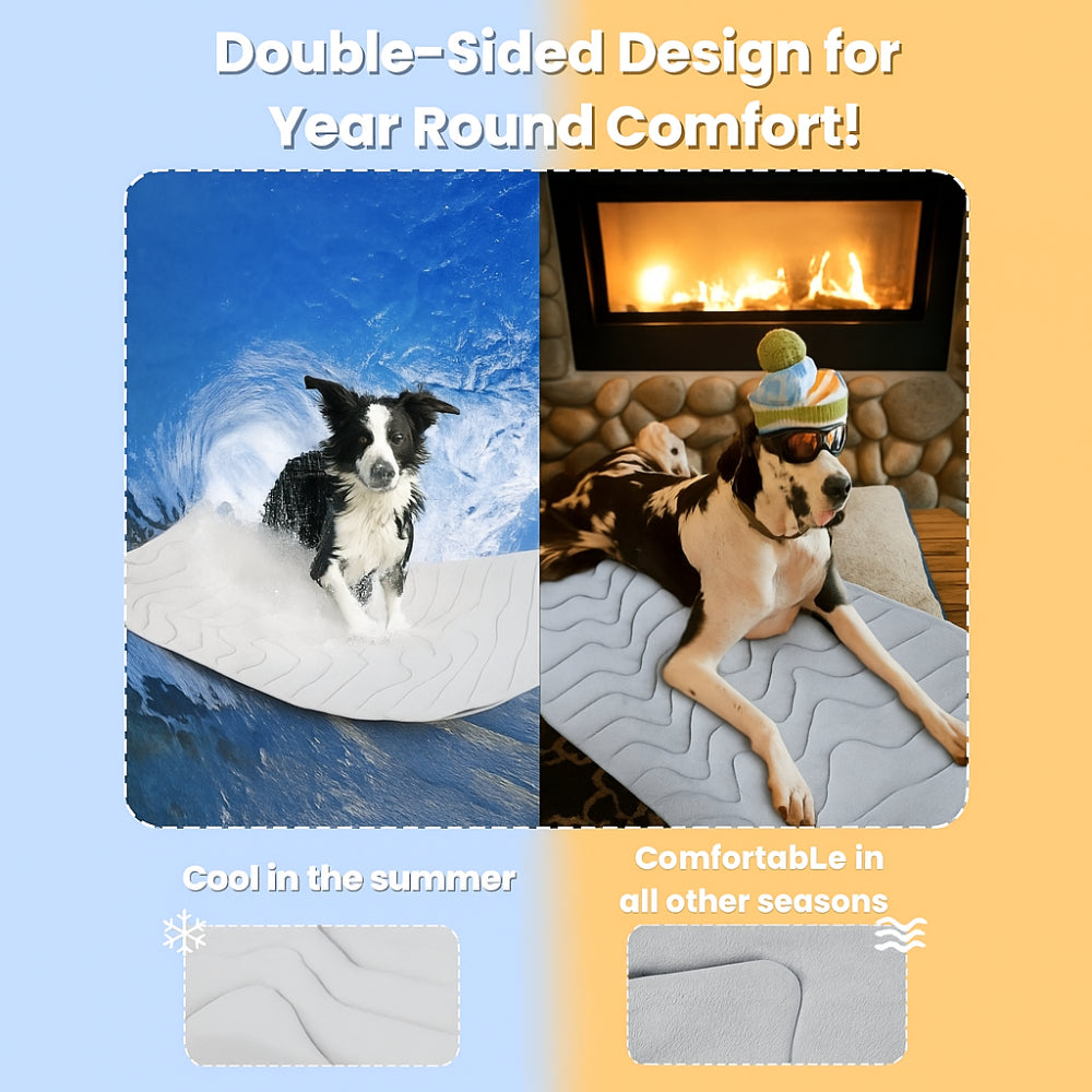 Dog Cooling Mat Reversible Washable Pad for Summer and Winter Comfort