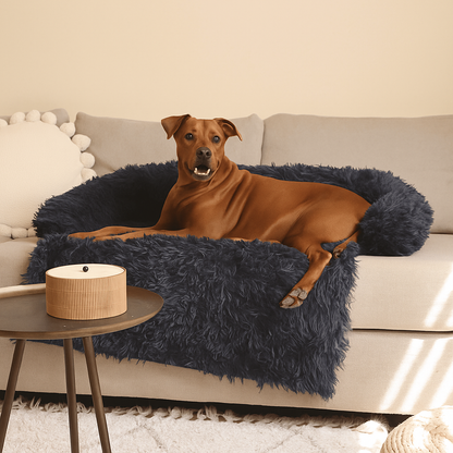 Dog Bed Plush Calming Sofa Protector Faux Fur Washable Couch Cover