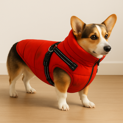 Dog Clothes Waterproof Winter Jacket with Built-In Harness