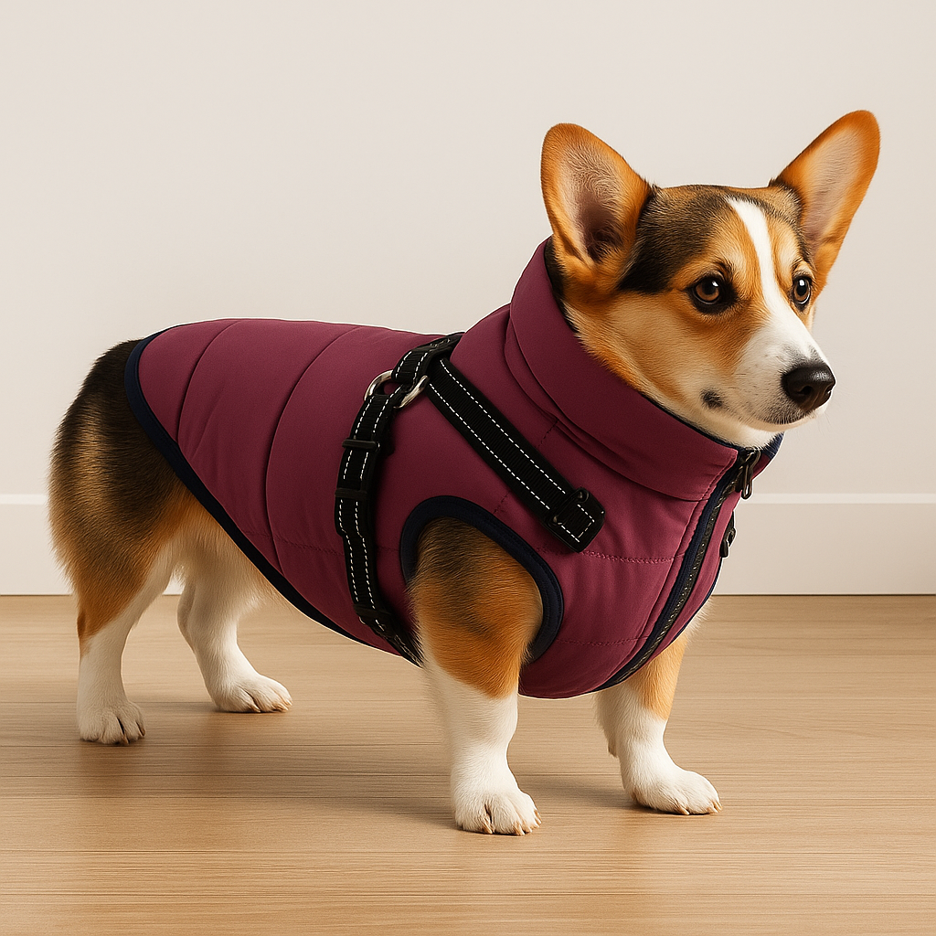 Dog Clothes Waterproof Winter Jacket with Built-In Harness