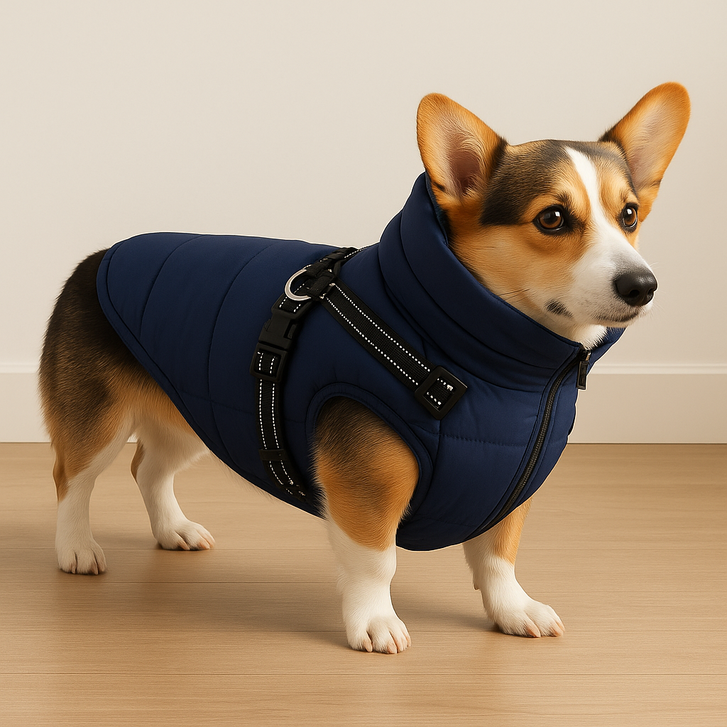 Dog Clothes Waterproof Winter Jacket with Built-In Harness