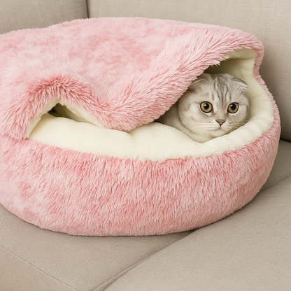 Pet Bed for Cats and Dogs Soft Plush Covered Cave for Comfort