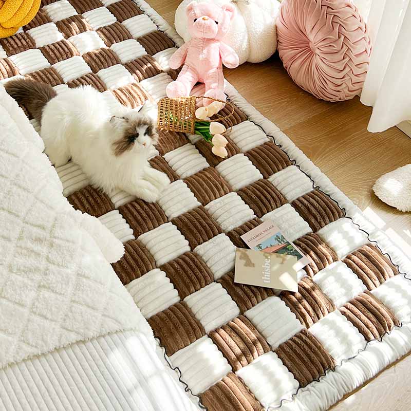 Chenille Plaid Pet Mat for Dogs and Cats - Soft Cozy Couch Cover 1