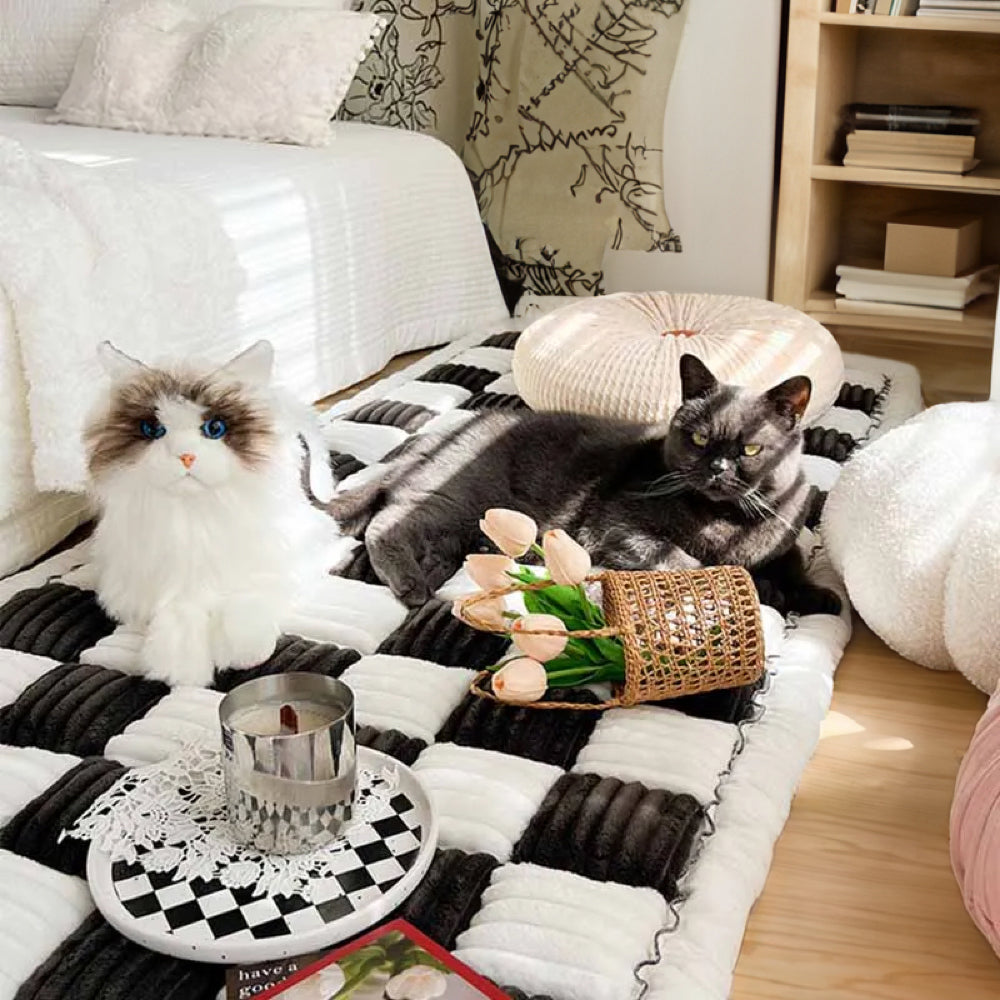 Chenille Plaid Pet Mat for Dogs and Cats - Soft Cozy Couch Cover 12