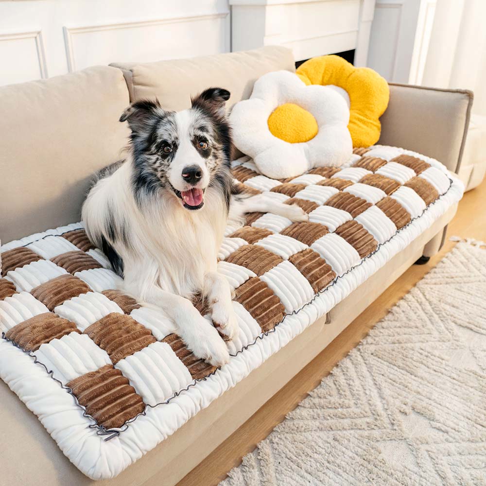 Chenille Plaid Pet Mat for Dogs and Cats - Soft Cozy Couch Cover 6