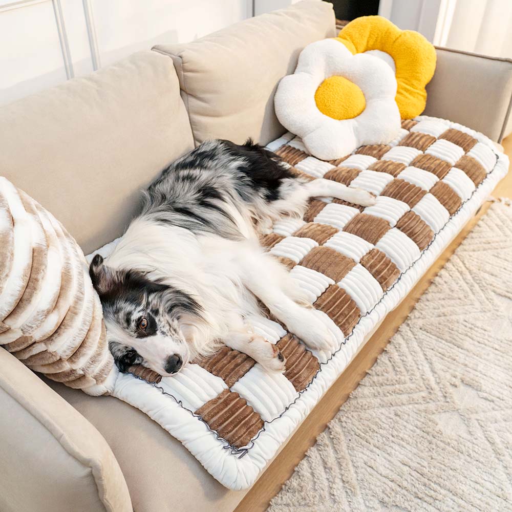 Chenille Plaid Pet Mat for Dogs and Cats - Soft Cozy Couch Cover 7