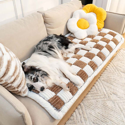 Chenille Plaid Pet Mat for Dogs and Cats - Soft Cozy Couch Cover 7