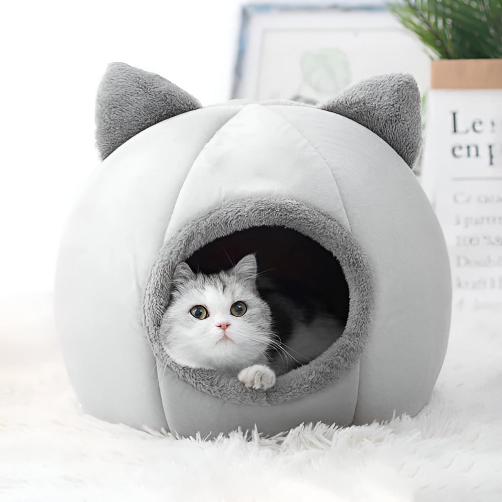 Cat Bed Cave Soft Plush Enclosed House for Indoor Cats Comfort