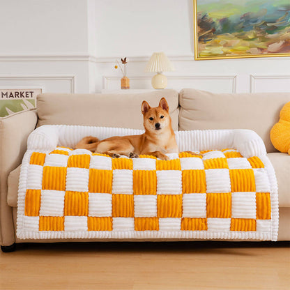 Cozy Cream Plaid Dog Mat Furniture Protector for Comfortable Lounging 1
