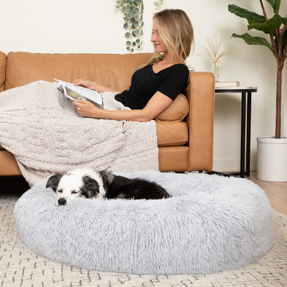 Dog Bed Plush Calming Donut for Anxiety Relief and Better Sleep