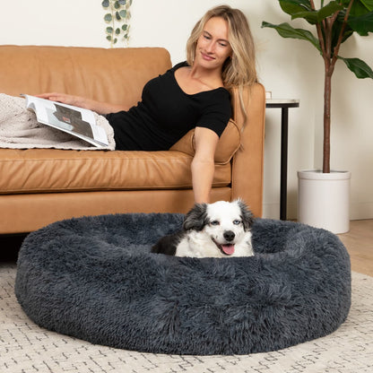 Dog Bed Plush Calming Donut for Anxiety Relief and Better Sleep