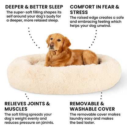 Dog Bed Plush Calming Donut for Anxiety Relief and Better Sleep