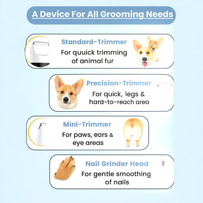 Dog Nail Clippers 4-in-1 Quiet Grooming Kit for Hair Paws and Nails