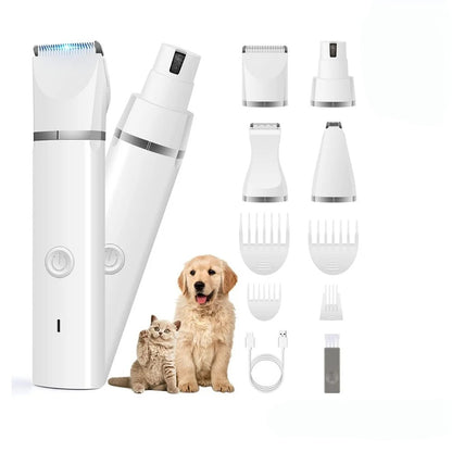 Dog Nail Clippers 4-in-1 Quiet Grooming Kit for Hair Paws and Nails