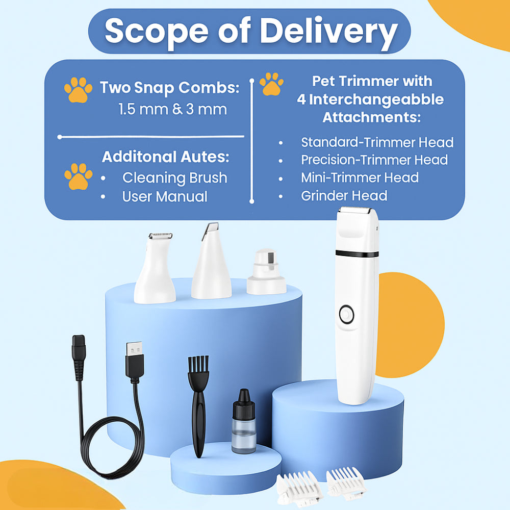 Dog Nail Clippers 4-in-1 Quiet Grooming Kit for Hair Paws and Nails