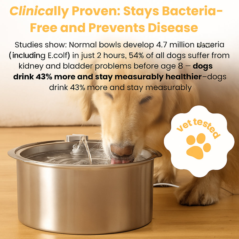Dog Stainless Steel Water Fountain Large Quiet Dispenser