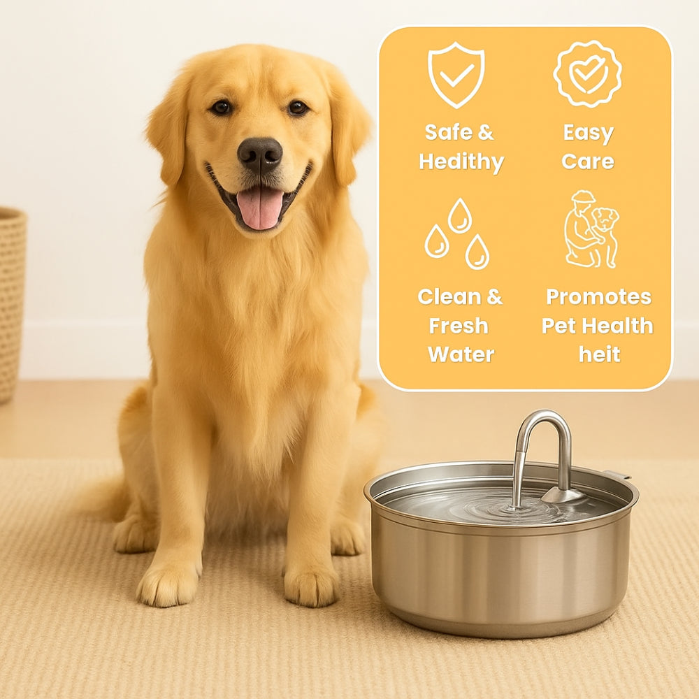 Dog Stainless Steel Water Fountain Large Quiet Dispenser